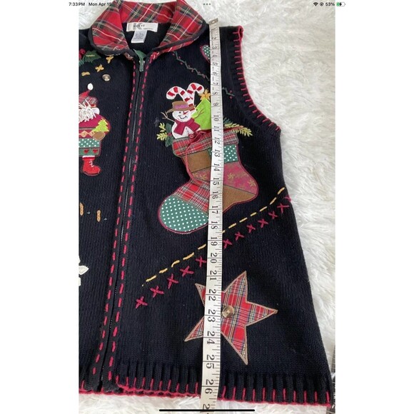 KIKIT Embroidered Christmas Sweater Vest Women's Size Lg Vintage- Ugly Sweater - Picture 11 of 12